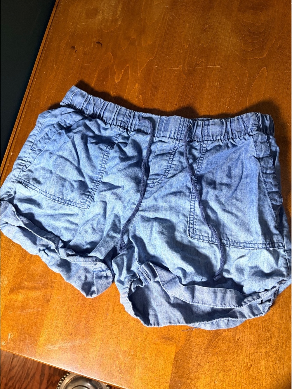 Gap Blue Chambray Pull-On Drawstring Utility Shorts Size Medium
